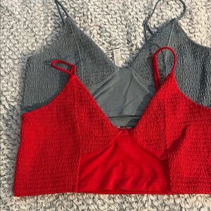 Zenana Outfitters Red and Gray Bralette Set
